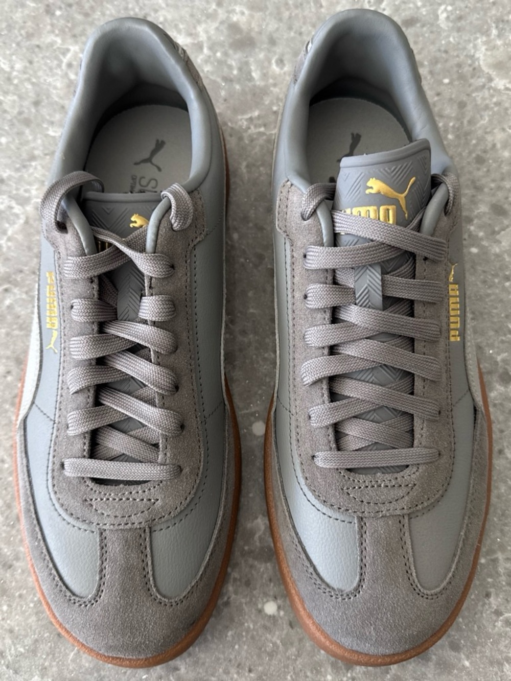 Puma Men's Gray Suede & Leather Low-Top Sneakers with Gold Accents